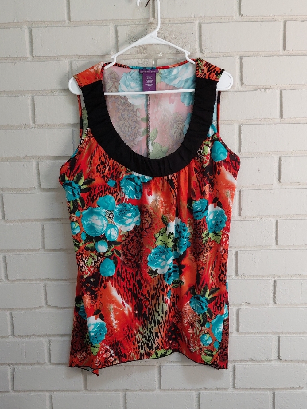 Beverly Drive Sleeveless Floral/Animal Print Stretchty Tank Top. Size 1X NWOT